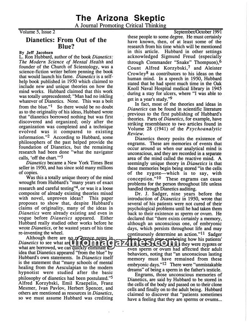 Cover of Arizona Skeptic issue 2: The Arizona Skeptic