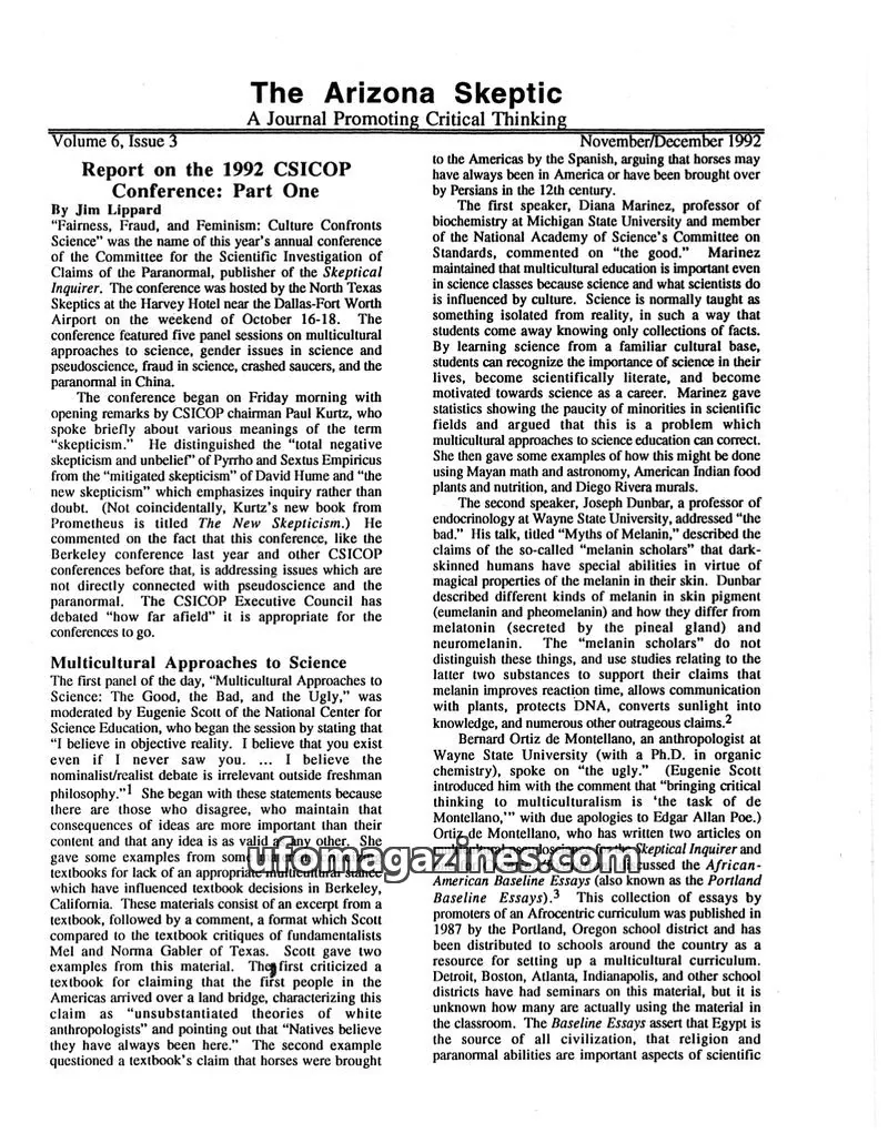 Cover of Arizona Skeptic issue Volume 6, Issue 3: The Arizona Skeptic