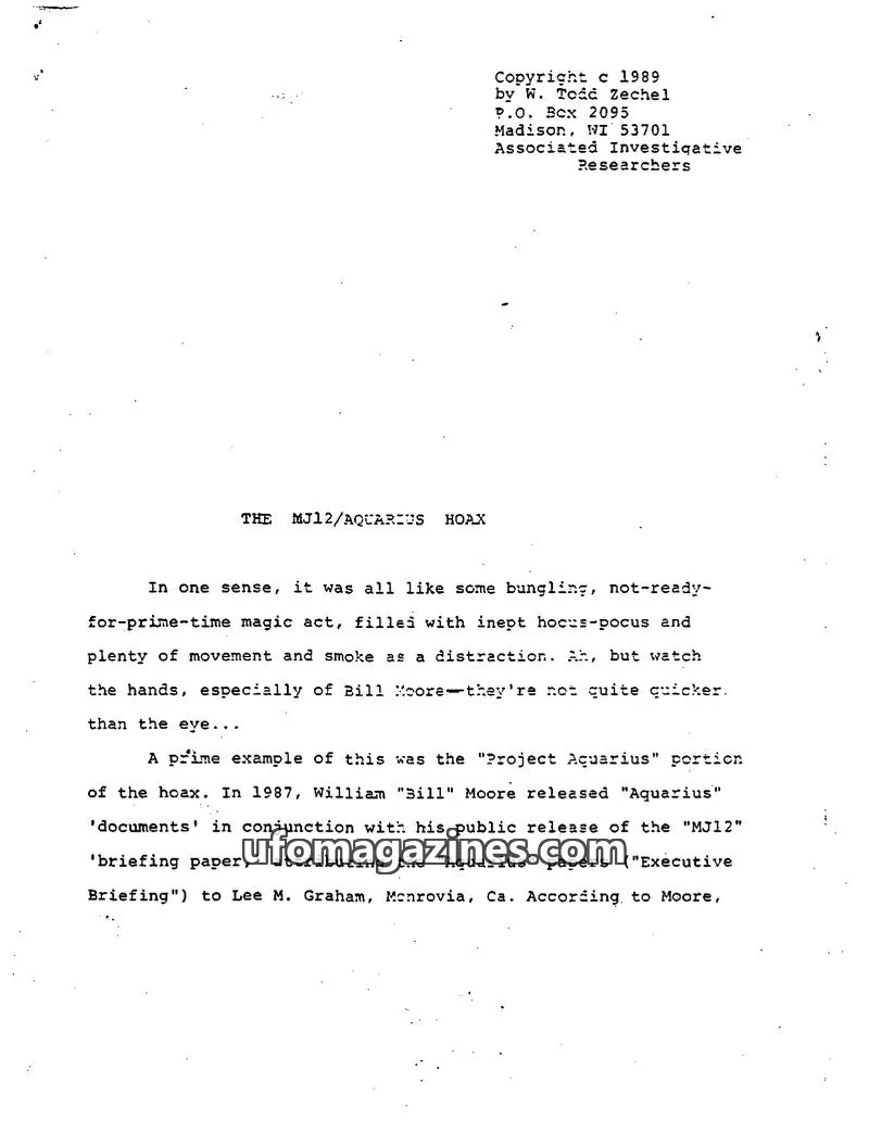 Cover of Associated Investigators Reports (AIG - W Todd Zechel) issue 5: HOAX