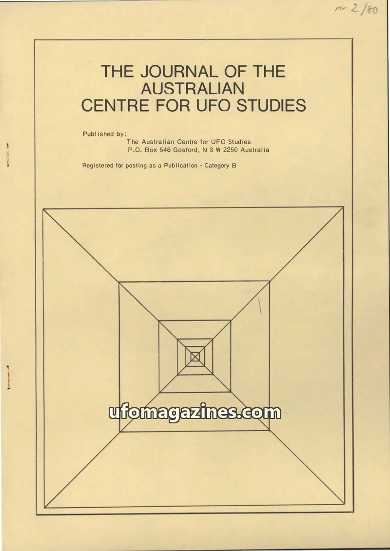 Cover of Australian CUFOS Journal issue 2: THE JOURNAL OF THE AUSTRALIAN CENTRE FOR UFO STUDIES
