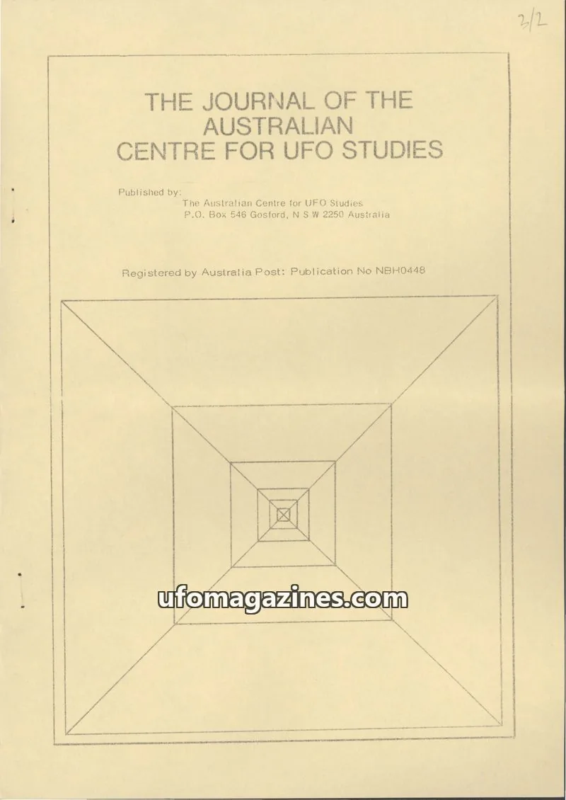 Cover of Australian CUFOS Journal issue 2: THE JOURNAL OF THE AUSTRALIAN CENTRE FOR UFO STUDIES