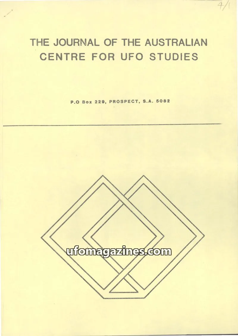 Cover of Australian CUFOS Journal issue 1: THE JOURNAL OF THE AUSTRALIAN CENTRE FOR UFO STUDIES
