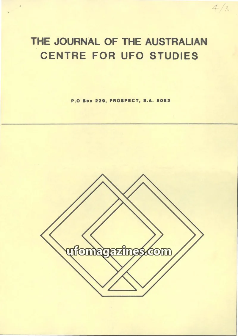 Cover of Australian CUFOS Journal issue 3: THE JOURNAL OF THE AUSTRALIAN CENTRE FOR UFO STUDIES