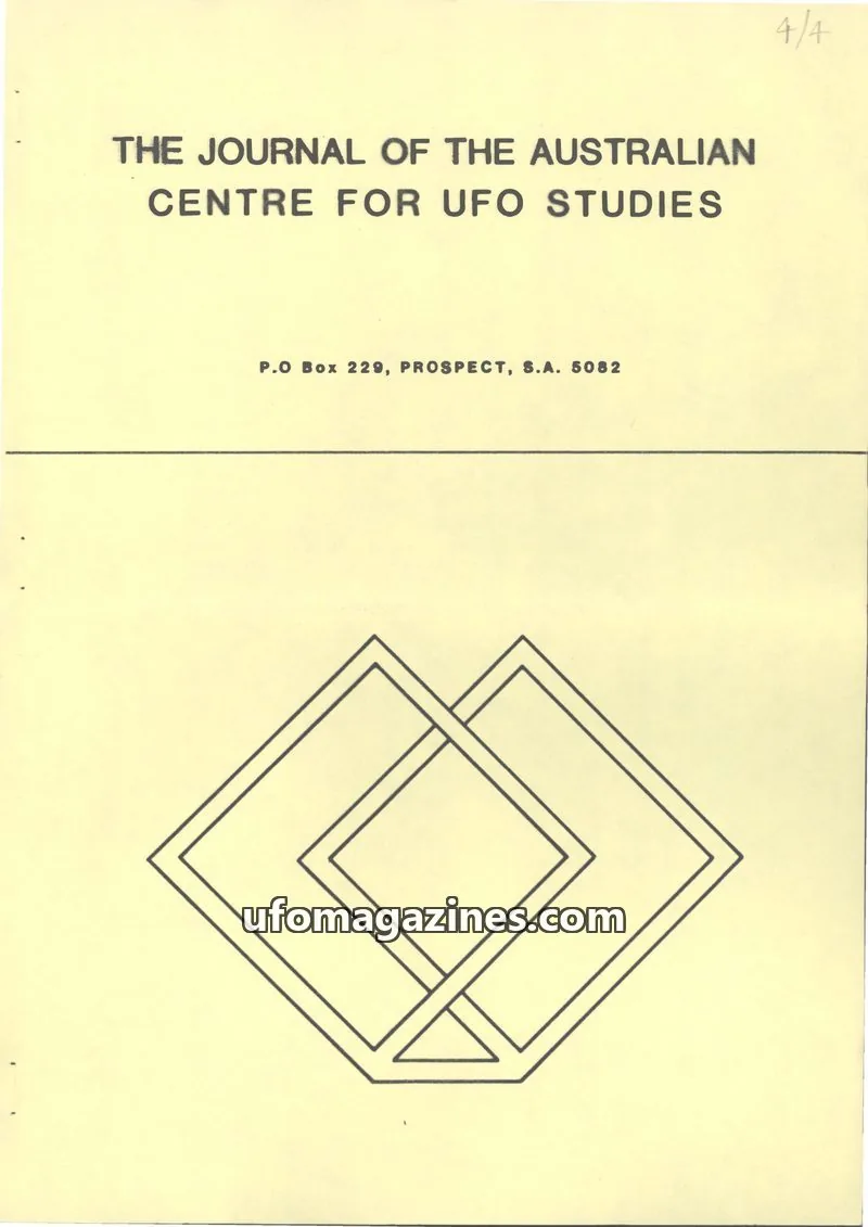 Cover of Australian CUFOS Journal issue 4: THE JOURNAL OF THE AUSTRALIAN CENTRE FOR UFO STUDIES