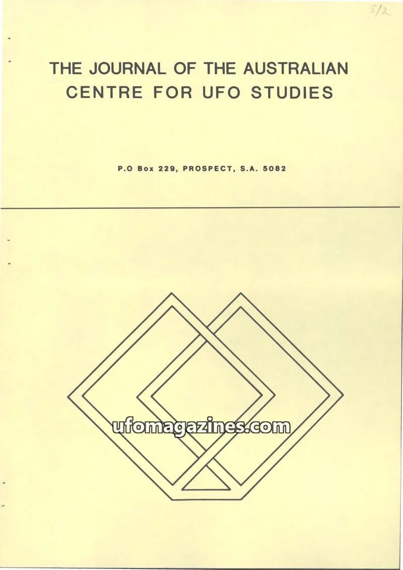 Cover of Australian CUFOS Journal issue 2: THE JOURNAL OF THE AUSTRALIAN CENTRE FOR UFO STUDIES