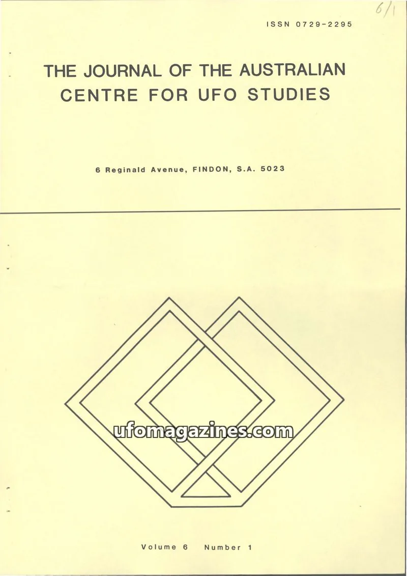 Cover of Australian CUFOS Journal issue 1: THE JOURNAL OF THE AUSTRALIAN CENTRE FOR UFO STUDIES