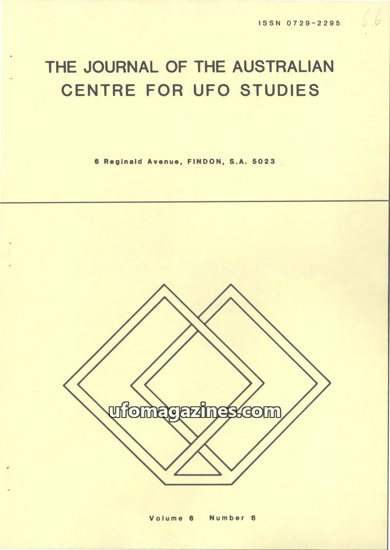 Cover of Australian CUFOS Journal issue Number 6: THE JOURNAL OF THE AUSTRALIAN CENTRE FOR UFO STUDIES