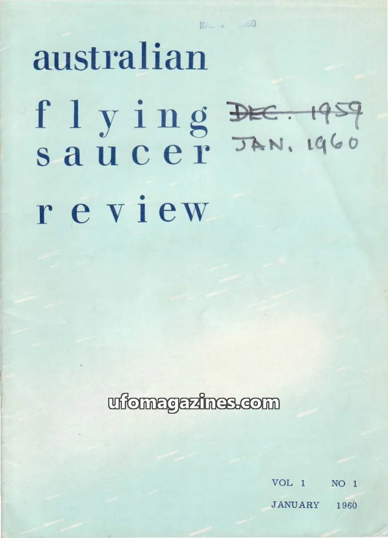 Cover of Australian Flying Saucer Review issue 1: australian flying saucer review
