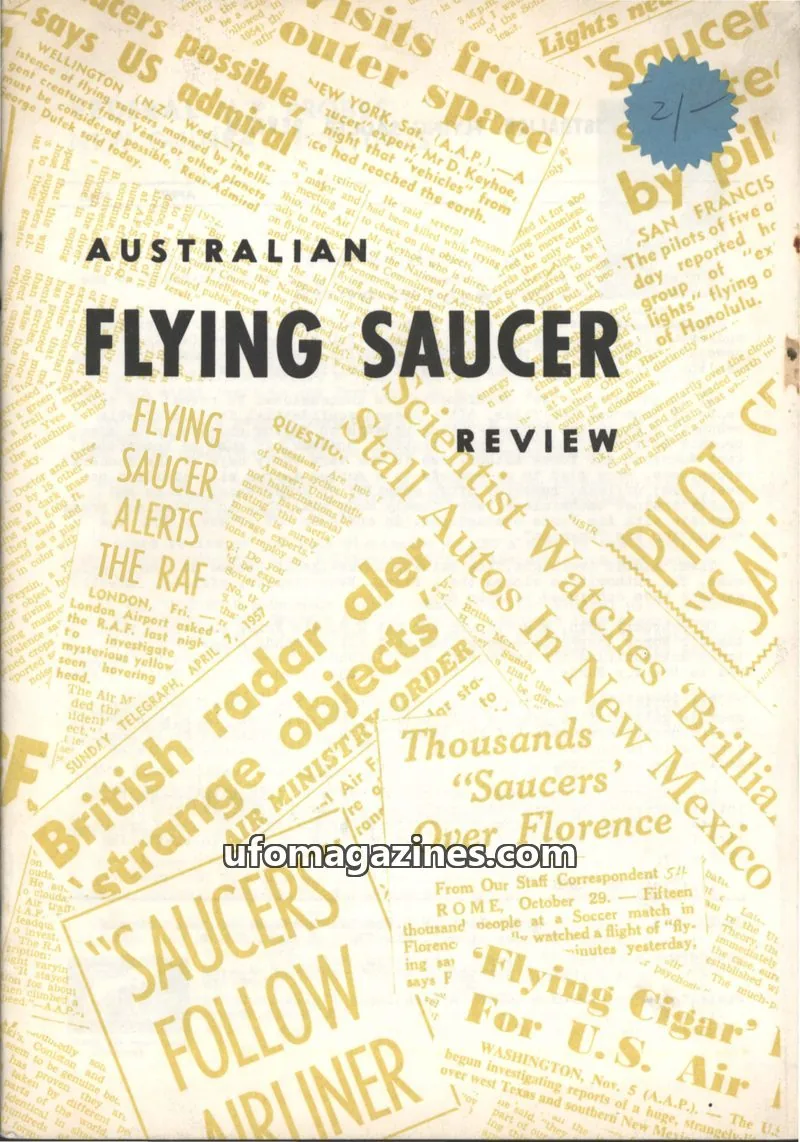 Cover of QUEENSLAND FLYING SAUCER RESEARCH BUREAU issue Vol.1, No.2: AUSTRALIAN FLYING SAUCER REVIEW