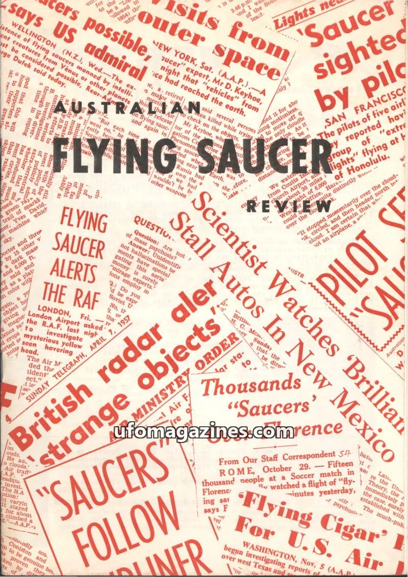 Cover of Australian Flying Saucer Review issue No. 7: Australian FLYING SAUCER Review