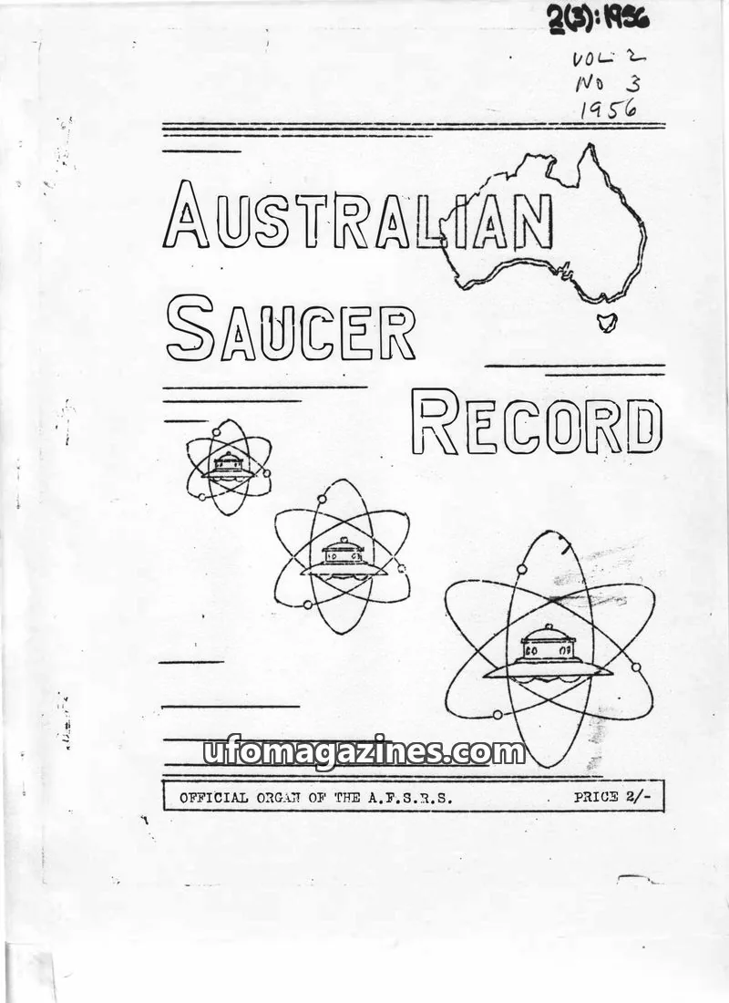 Cover of The Australian Flying Saucer Research Society issue 3: AUSTRALIAN SAUCER RECORD