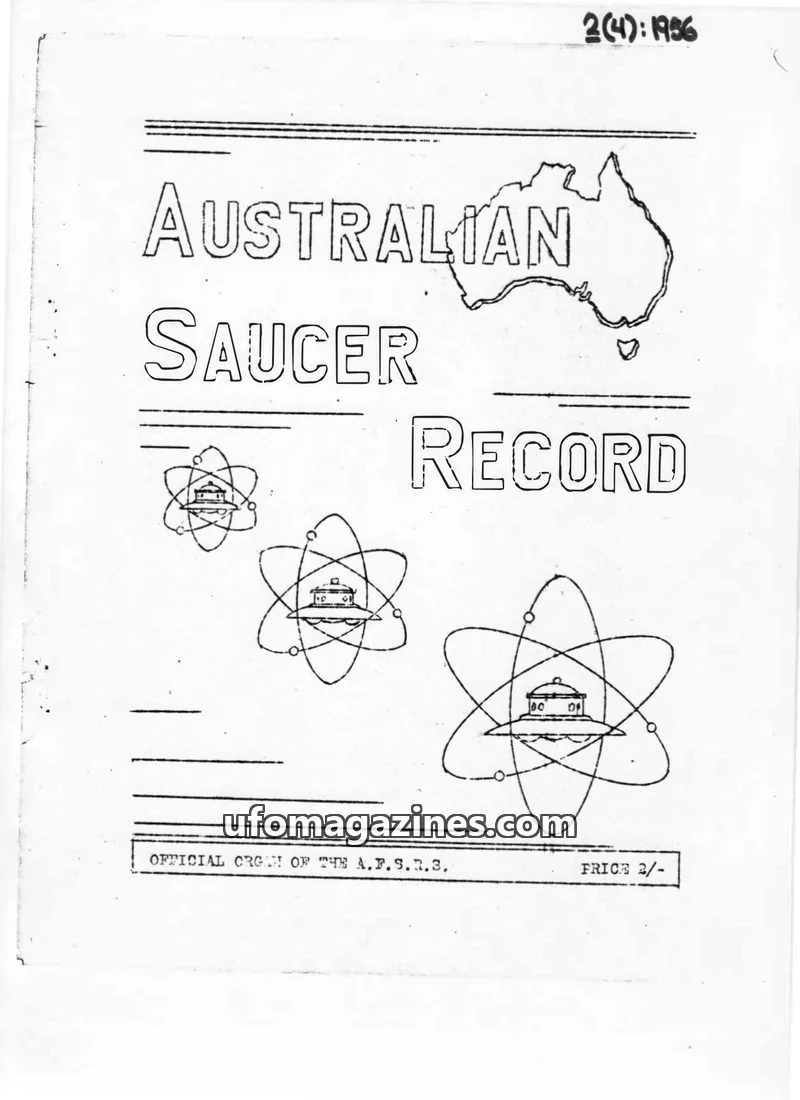 Cover of Australian Flying Saucer RESEARCH SOCIETY issue 4: AUSTRALIAN SAUCER RECORD