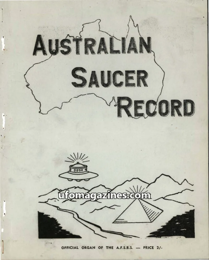 Cover of AUSTRALIAN FLYING SAUCER RESEARCH SOCIETY issue No. 1: AUSTRALIAN SAUCER RECORD