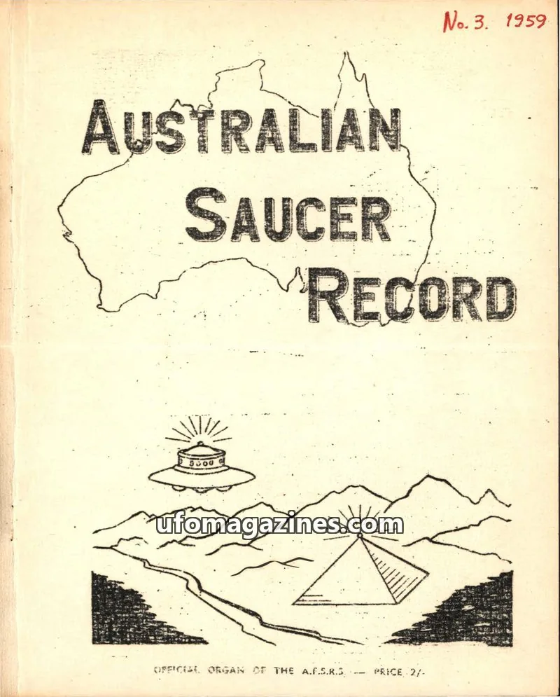 Cover of AUSTRALIAN FLYING SAUCER RESEARCH SOCIETY issue No. 3: AUSTRALIAN SAUCER RECORD