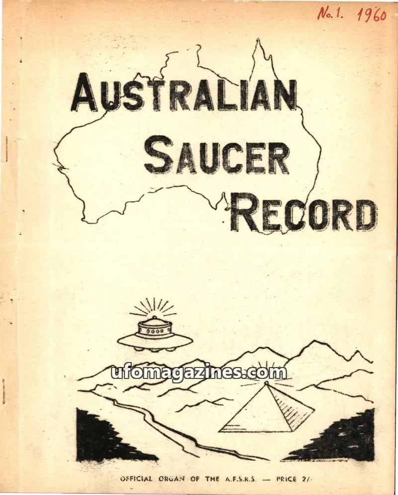 Cover of AUSTRALIAN FLYING SAUCER RESEARCH SOCIETY issue No. 1: AUSTRALIAN SAUCER RECORD