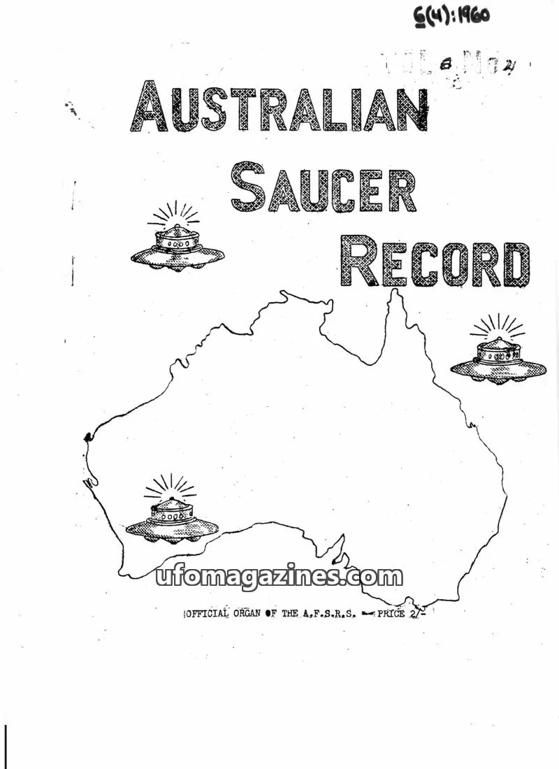 Cover of THE AUSTRALIAN FLYING SAUCER RESEARCH SOCIETY issue No. 4: AUSTRALIAN SAUCER RECORD
