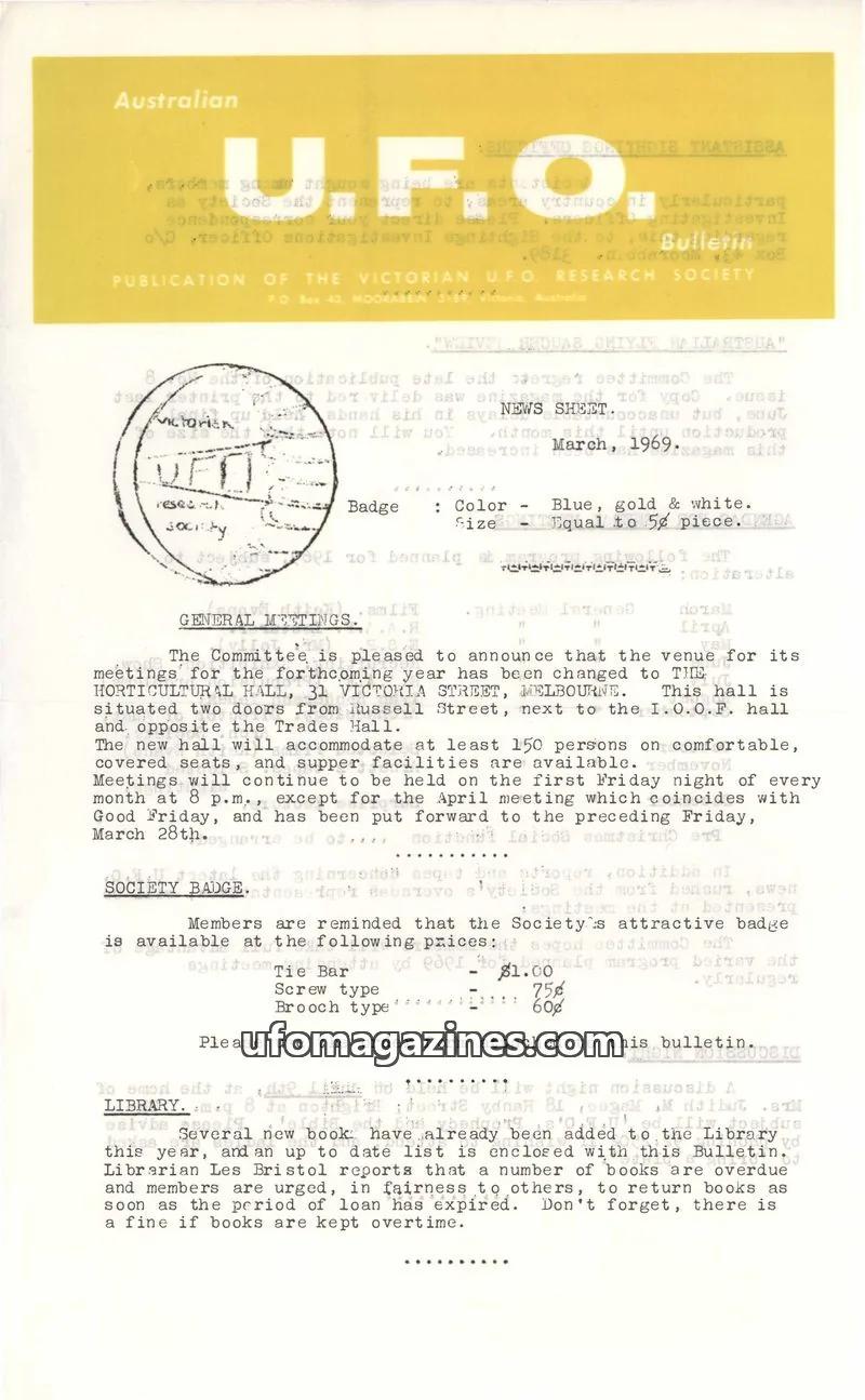 Cover of VICTORIAN U.F.O. RESEARCH SOCIETY issue 8: U.F.O. BULLETIN