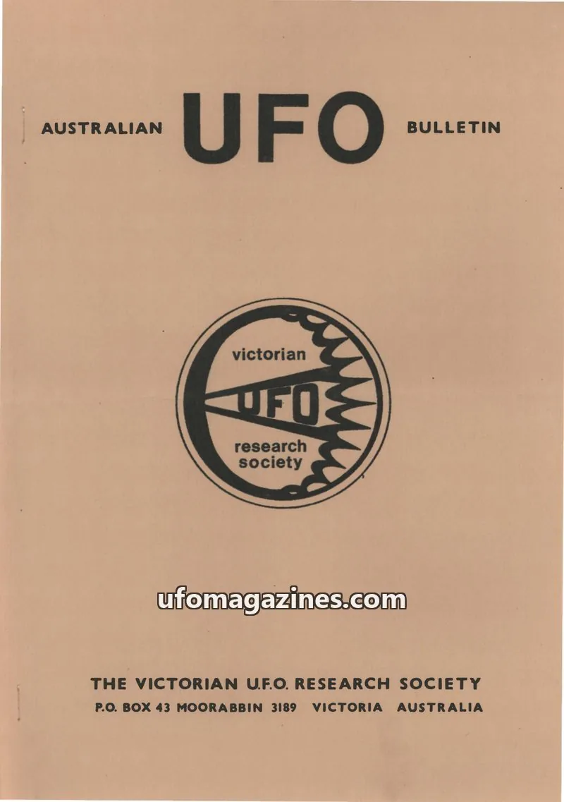 Cover of THE VICTORIAN U.F.O. RESEARCH SOCIETY issue AUGUST, 1976: AUSTRALIAN UFO BULLETIN