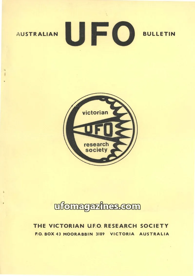 Cover of THE VICTORIAN U.F.O. RESEARCH SOCIETY issue AUGUST, 1978: AUSTRALIAN UFO BULLETIN