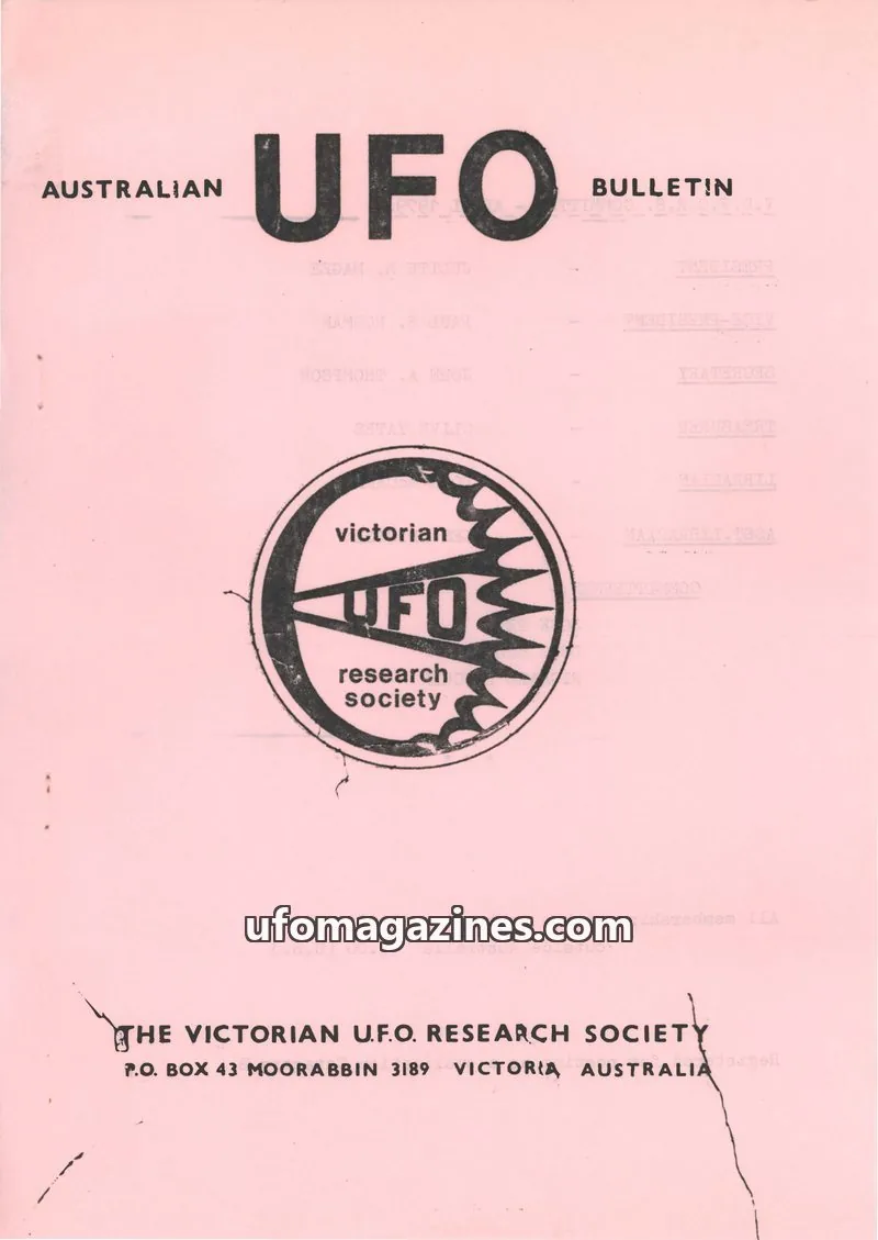 Cover of THE VICTORIAN U.F.O. RESEARCH SOCIETY issue MAY, 1979: AUSTRALIAN UFO BULLETIN