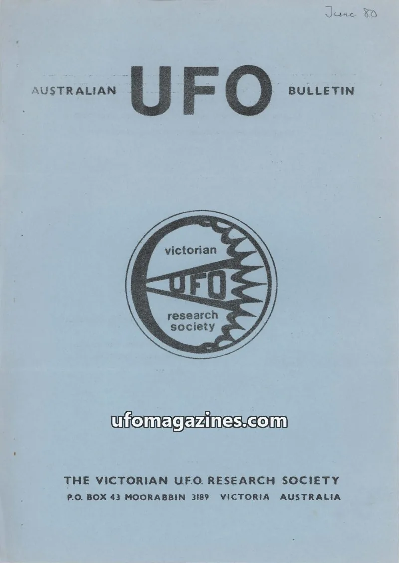 Cover of THE VICTORIAN U.F.O. RESEARCH SOCIETY issue June 80: AUSTRALIAN UFO BULLETIN