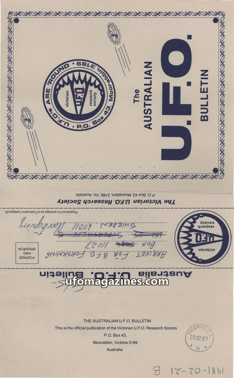 Cover of The Victorian U.F.O. Research Society issue December 1980 Edition: THE AUSTRALIAN U.F.O. BULLETIN