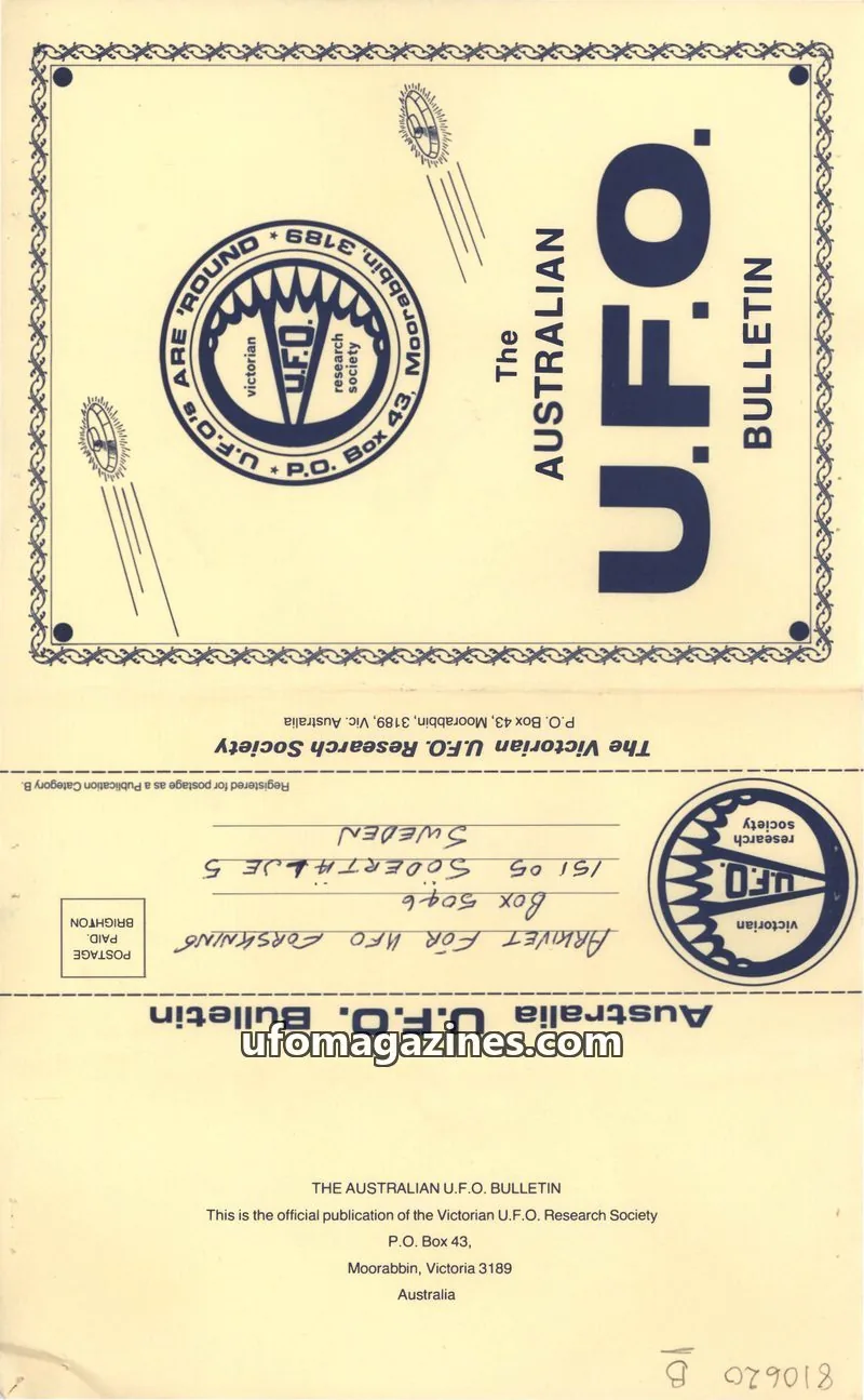 Cover of Victorian U.F.O. Research Society issue MARCH, 1981: THE AUSTRALIAN U.F.O. BULLETIN