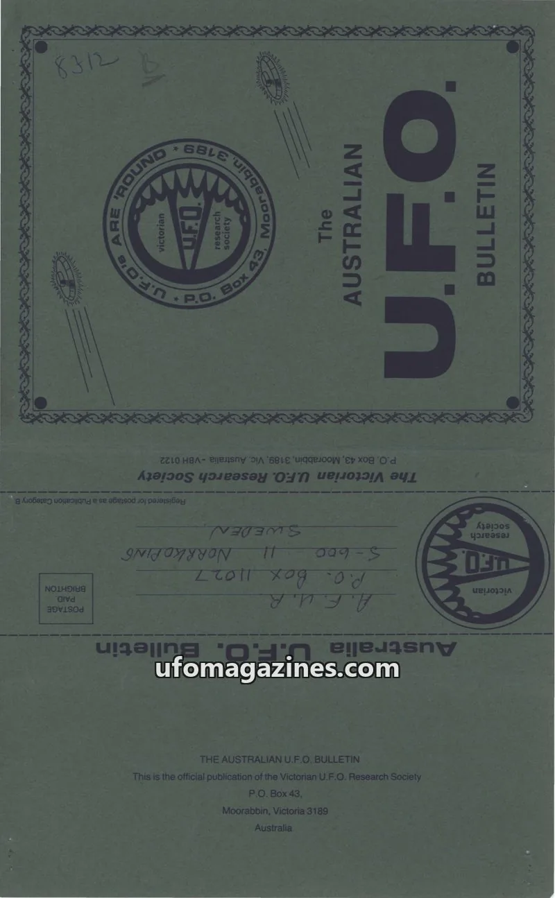 Cover of The Victorian U.F.O. Research Society issue SEPTEMBER 1983: THE AUSTRALIAN U.F.O. BULLETIN