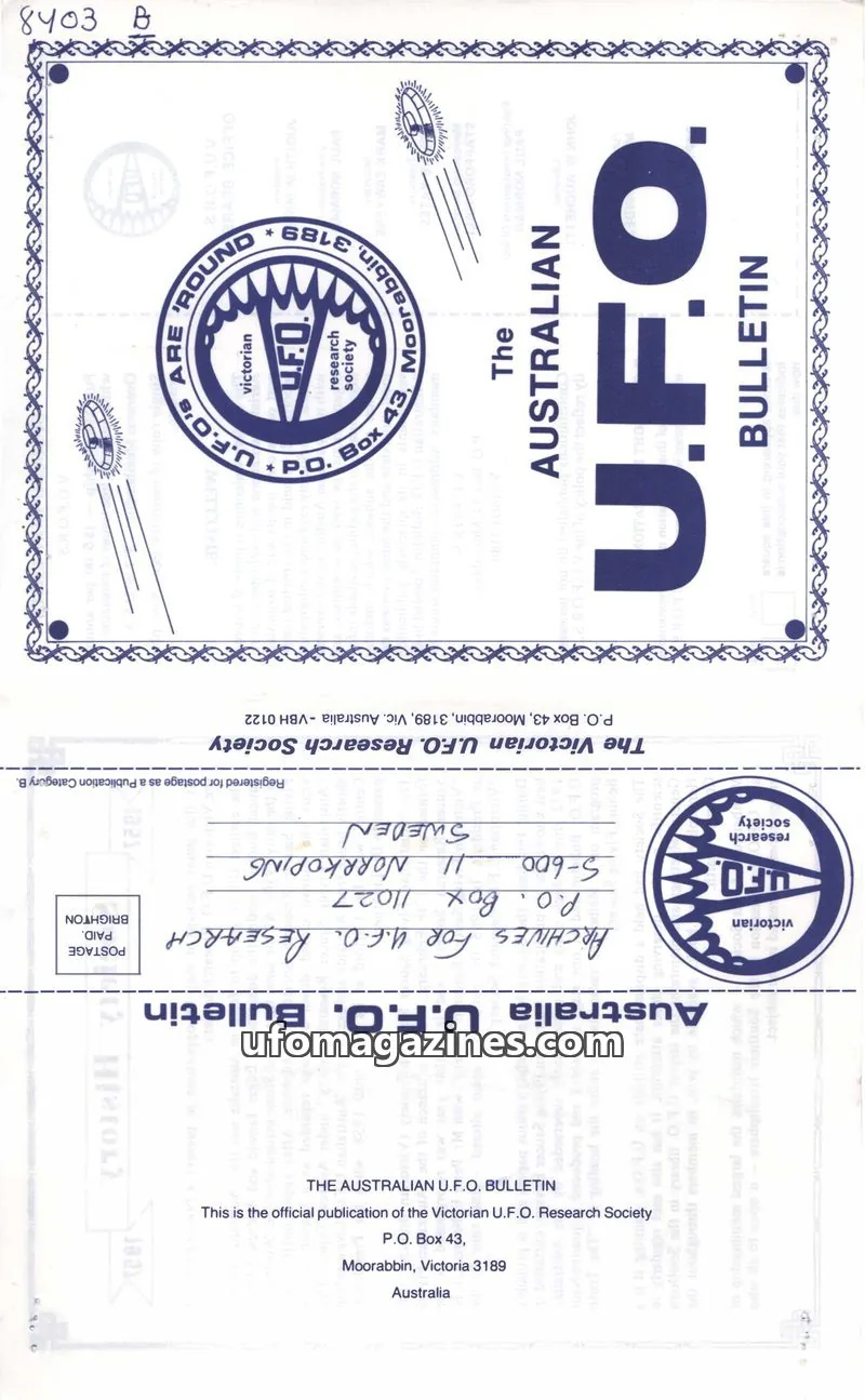 Cover of The Victorian U.F.O. Research Society issue December, 1983: The Australian U.F.O. Bulletin