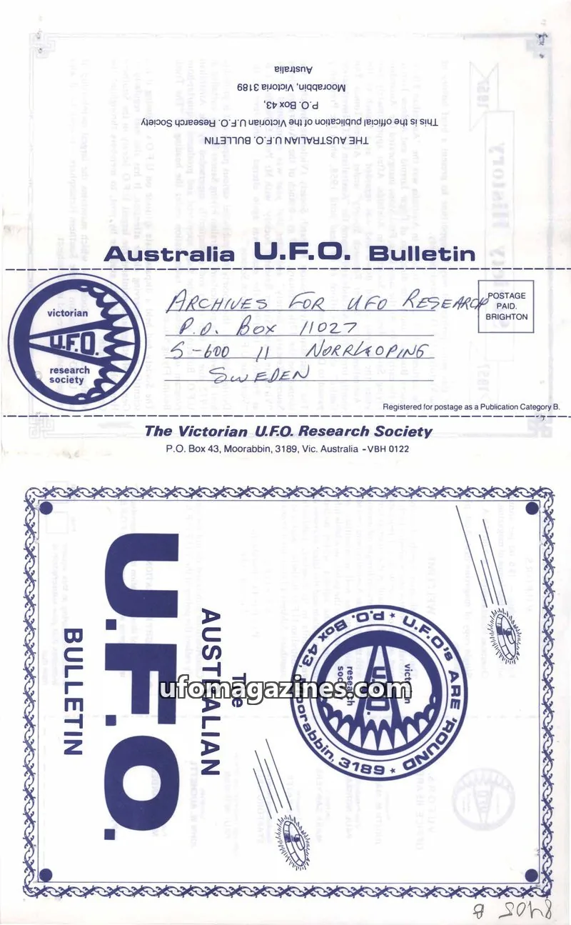 Cover of The Victorian U.F.O. Research Society issue March 1984: THE AUSTRALIAN U.F.O. BULLETIN