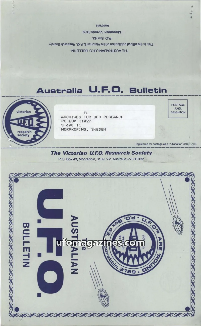 Cover of The Victorian U.F.O. Research Society issue June, 1984: Australia U.F.O. Bulletin