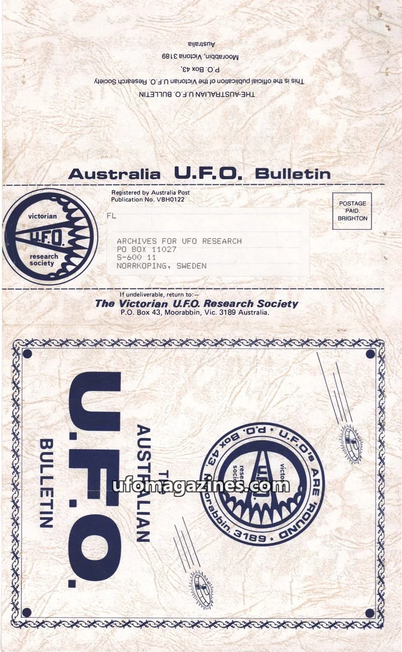 Cover of The Victorian U.F.O. Research Society issue March 1985: THE AUSTRALIAN U.F.O. BULLETIN