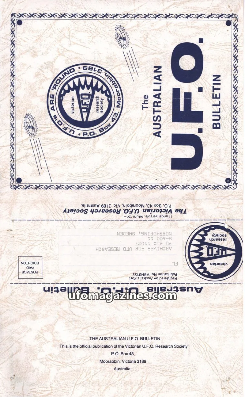 Cover of Victorian U.F.O. Research Society issue September Issue: THE AUSTRALIAN U.F.O. BULLETIN