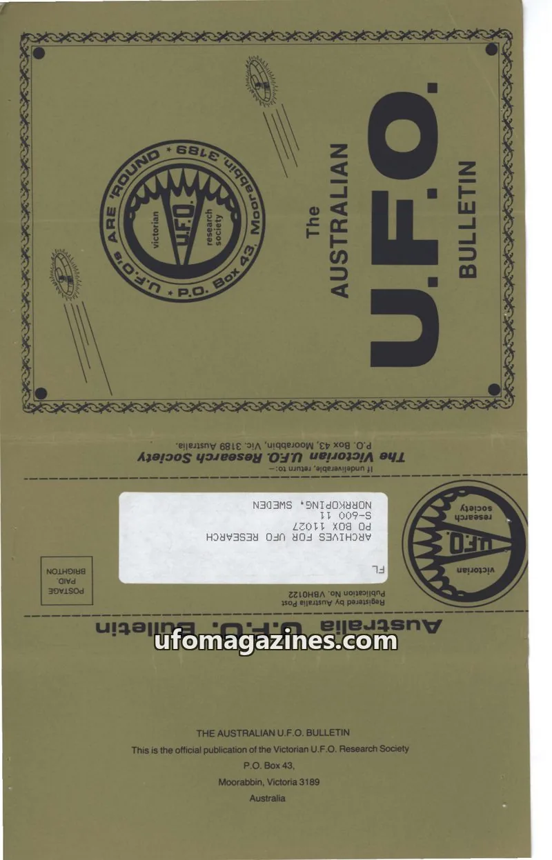 Cover of The Victorian U.F.O. Research Society issue Vol. 31, No. 1: Australia U.F.O. Bulletin