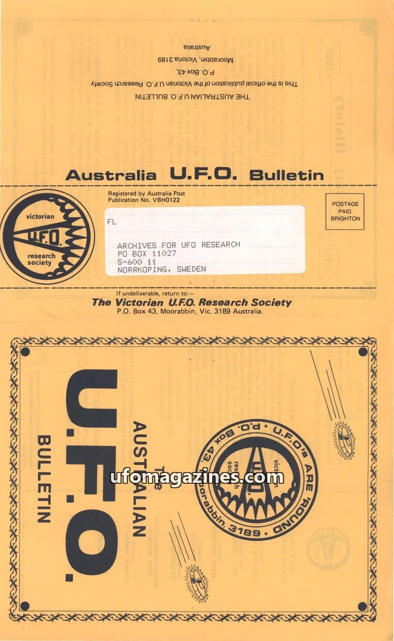 Cover of The Victorian U.F.O. Research Society issue JUNE 1986: Australia U.F.O. Bulletin