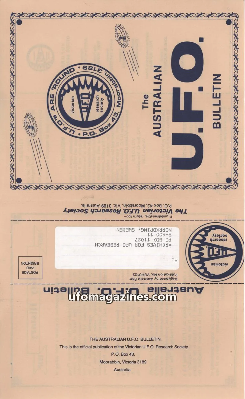 Cover of The Victorian U.F.O. Research Society issue DECEMBER 1986: The AUSTRALIAN U.F.O. BULLETIN