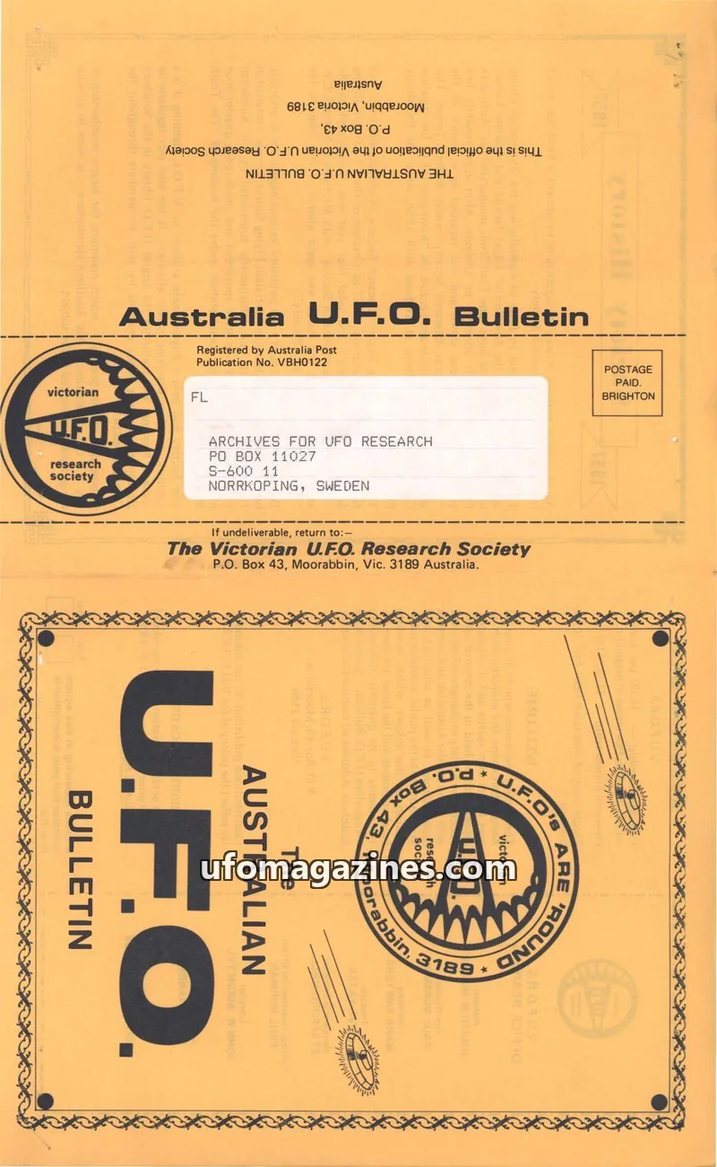 Cover of The Victorian U.F.O. Research Society issue VBH0122: Australia U.F.O. Bulletin