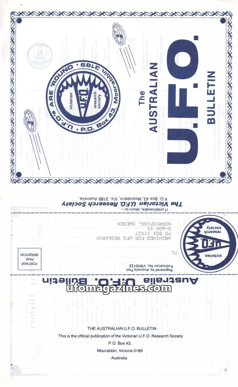 Cover of The Victorian U.F.O. Research Society issue June 1987: The Australian U.F.O. Bulletin