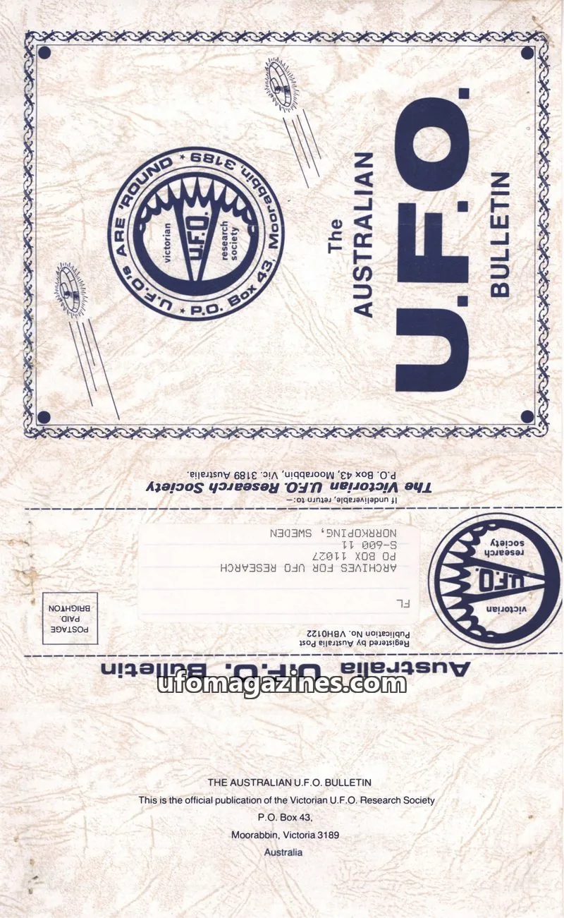 Cover of The Victorian U.F.O. Research Society issue December 1987: The Australian U.F.O. Bulletin
