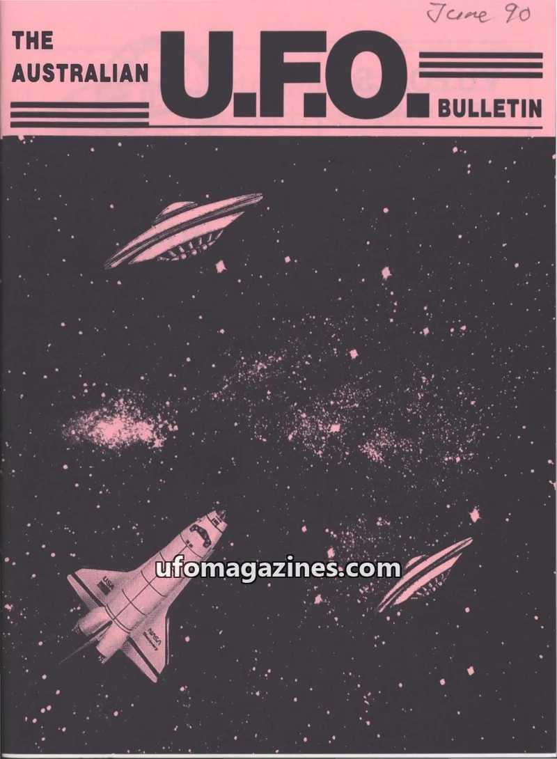 Cover of Victorian U.F.O. Research Society issue JUNE 1990: THE AUSTRALIAN U.F.O. BULLETIN