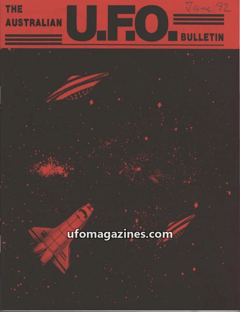 Cover of Victorian U.F.O. Research Society issue June 1992: THE AUSTRALIAN U.F.O. BULLETIN