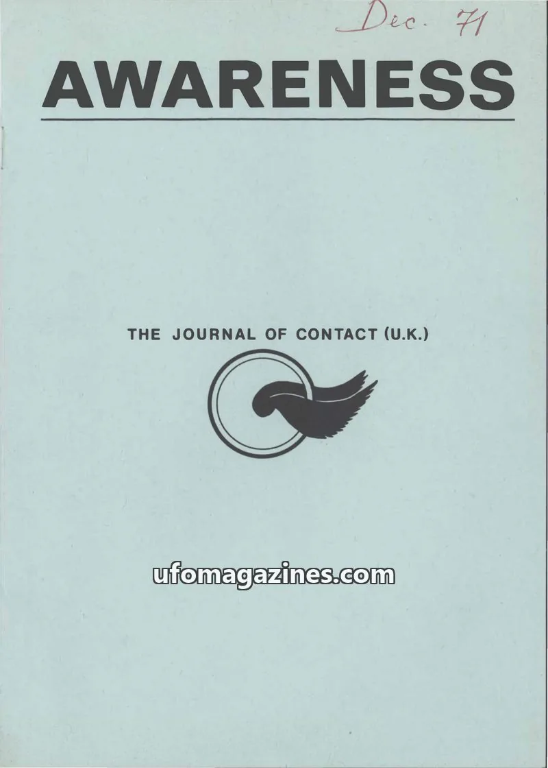 Cover of Awareness (Contact UK) issue December 1971: AWARENESS