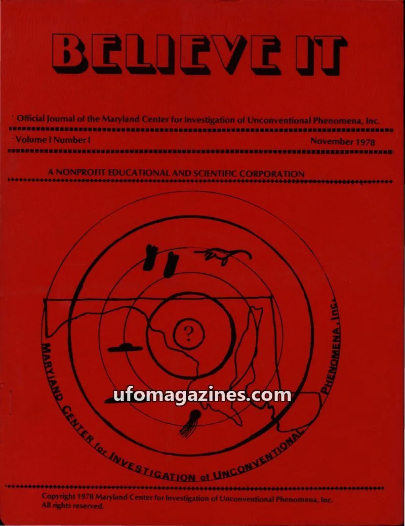 Cover of Believe It (MARCEN) issue Volume I Number I: BELIEVE IT