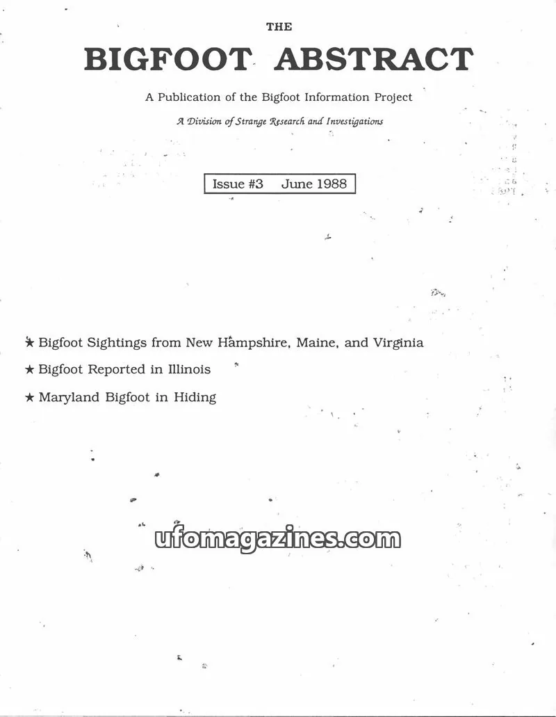 Cover of Bigfoot Abstract (Mark Opsasnick) issue #3: THE BIGFOOT ABSTRACT