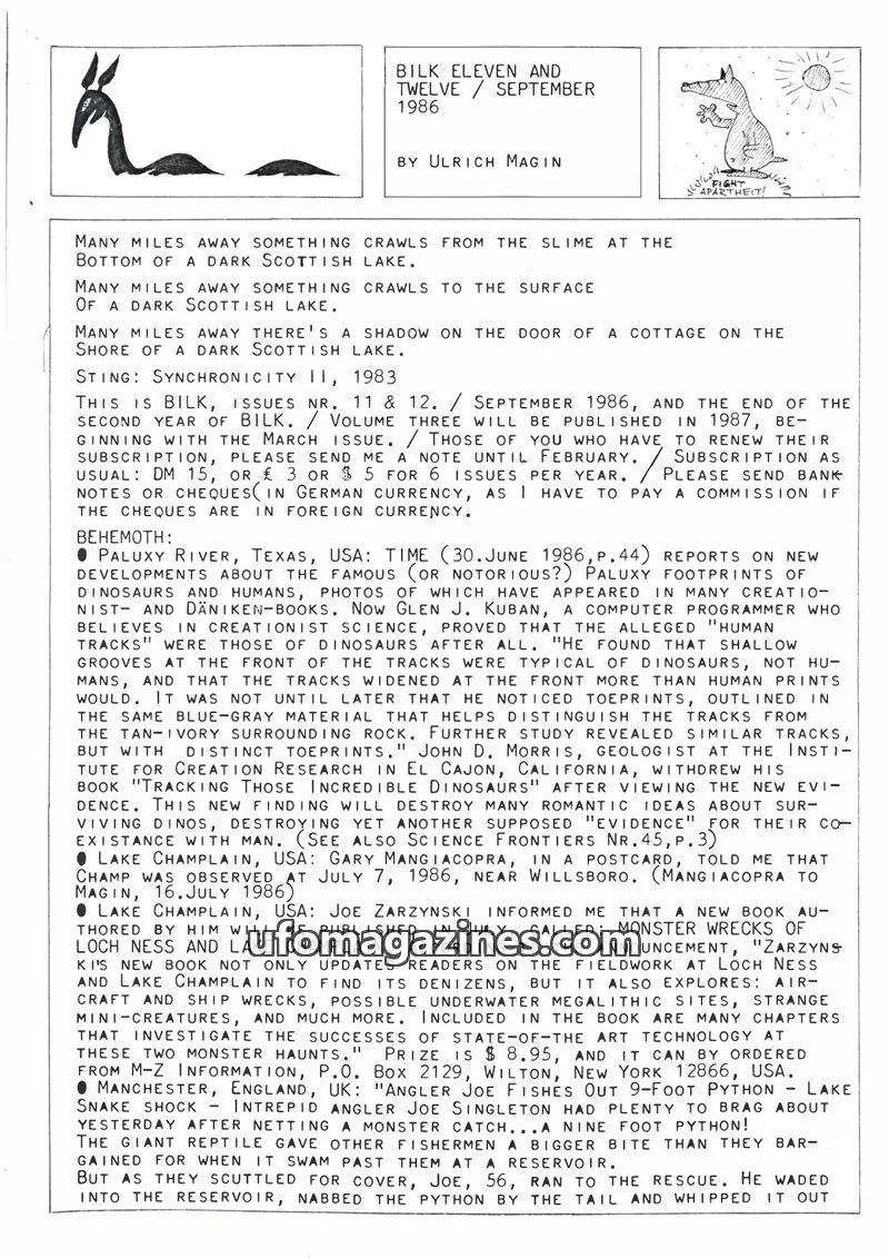 Cover of Bilk (Ulrich Magin) issue ELEVEN AND TWELVE: BILK
