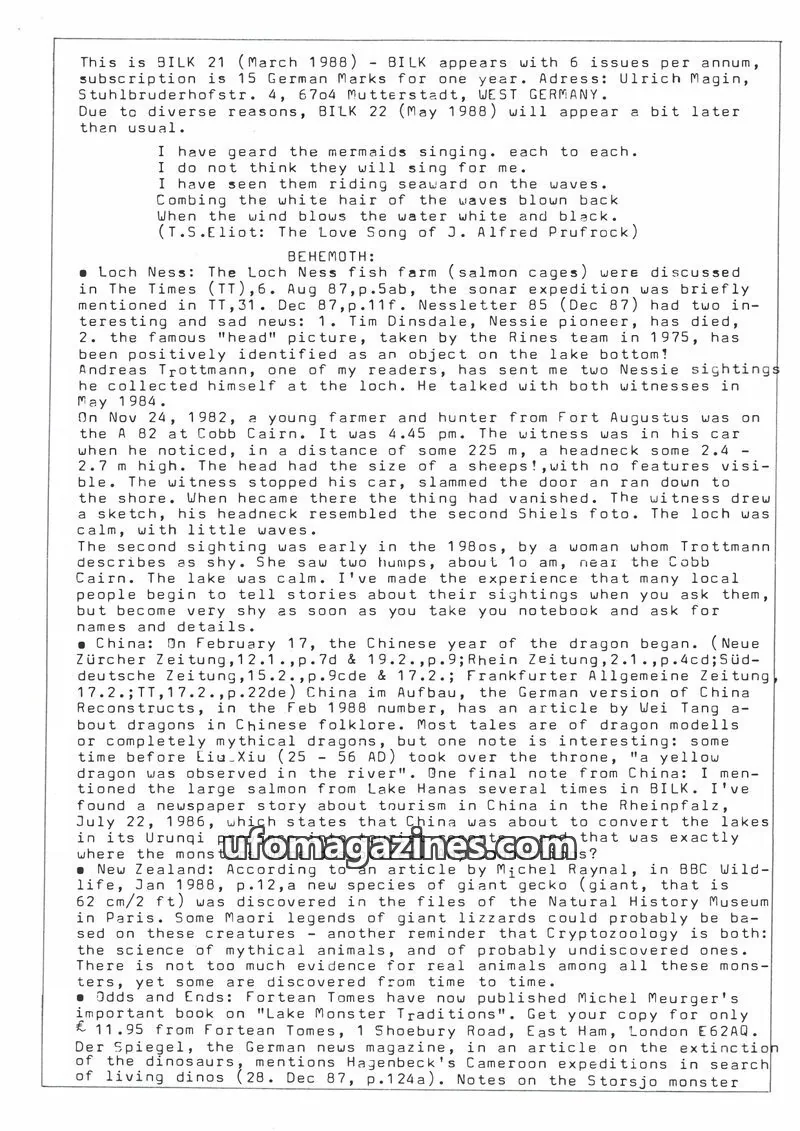 Cover of Bilk (Ulrich Magin) issue 21: BILK