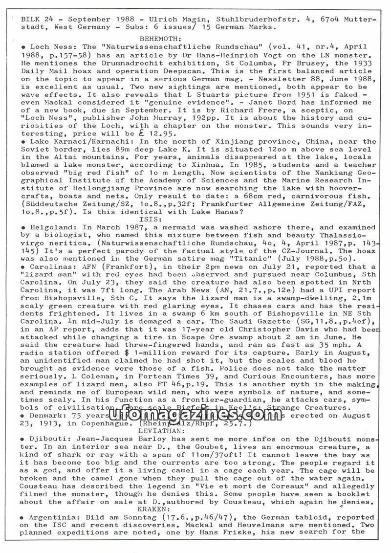 Cover of Bilk (Ulrich Magin) issue 24: BILK