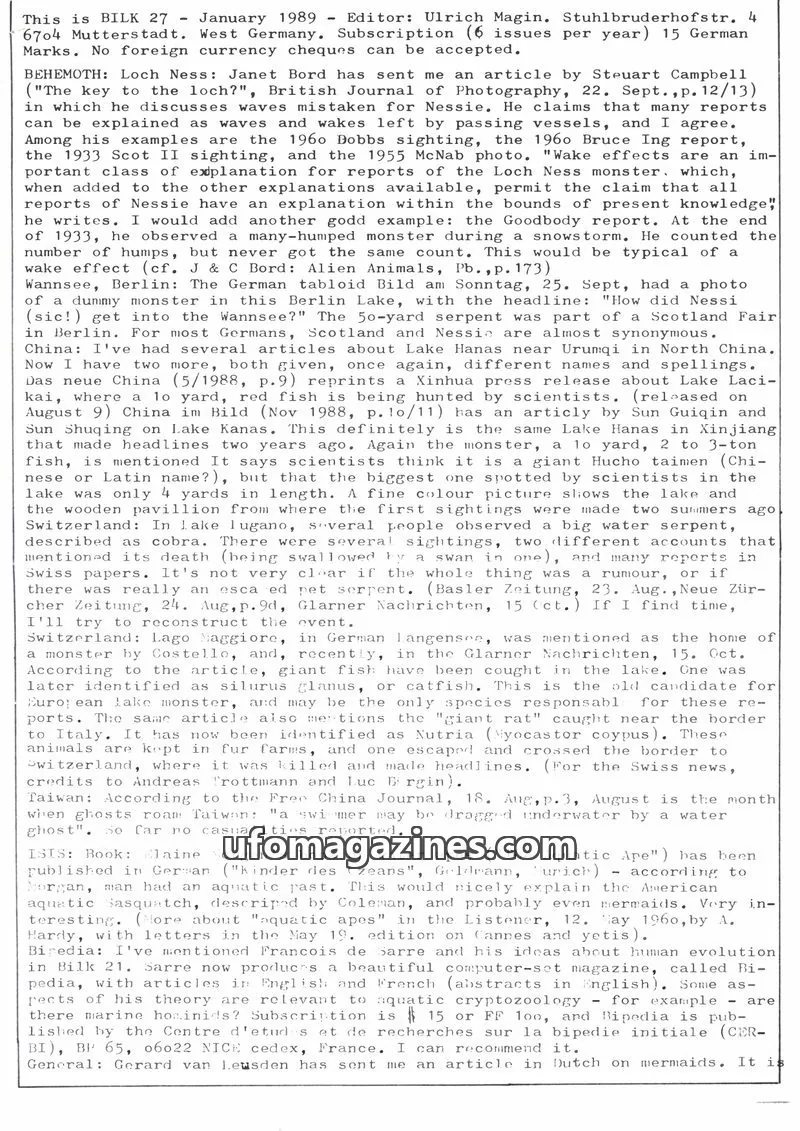 Cover of Bilk (Ulrich Magin) issue 27: BILK