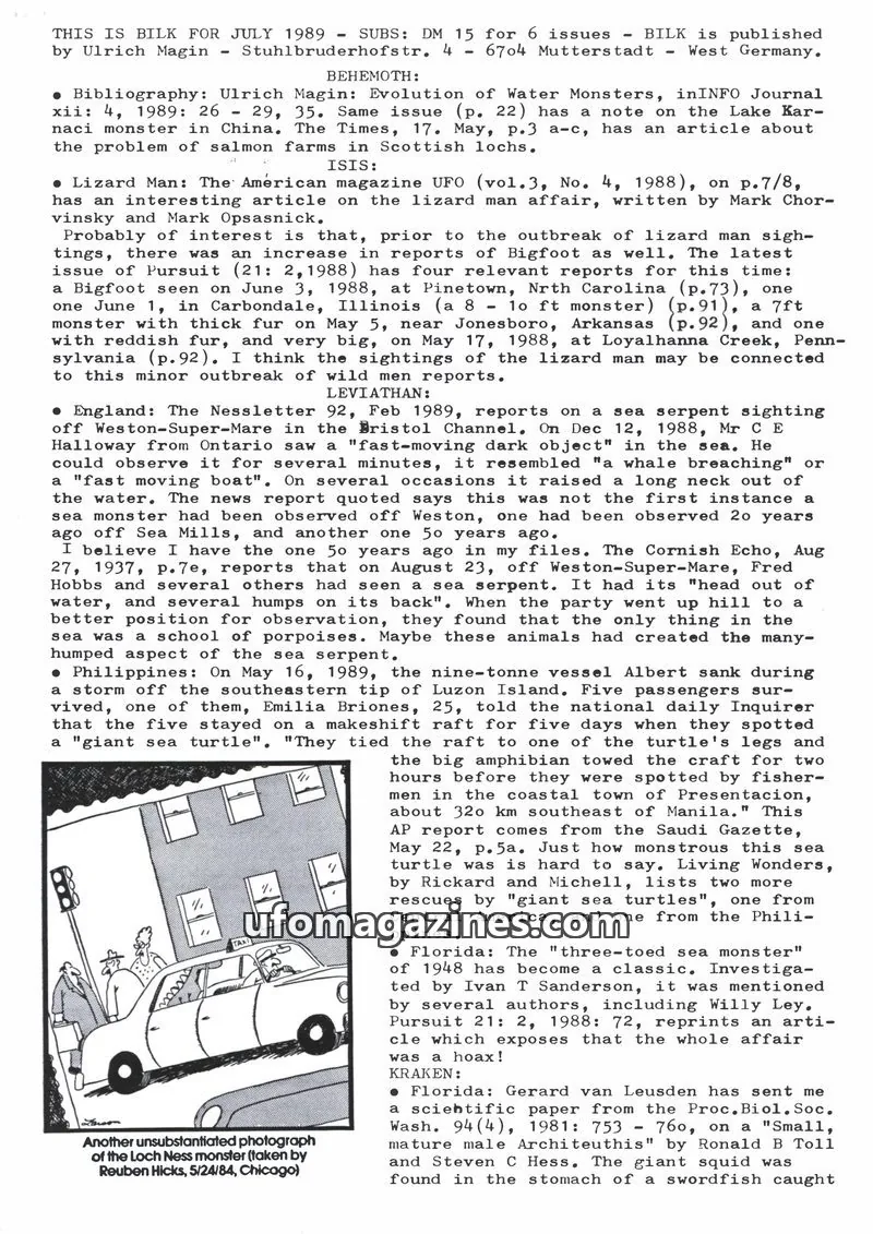 Cover of Bilk (Ulrich Magin) issue July 1989: BILK