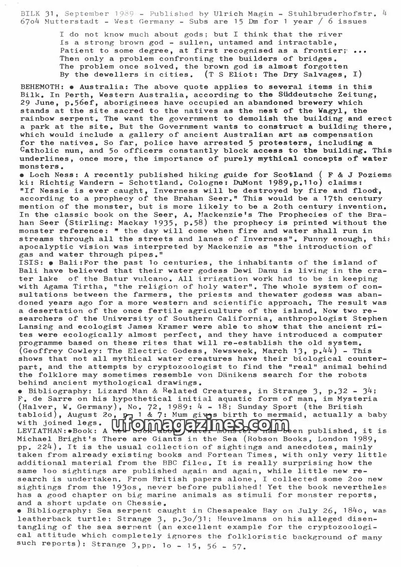 Cover of Bilk (Ulrich Magin) issue 31: BILK